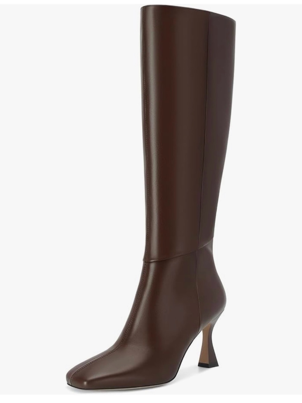 Amazon Tall Brown Leather Knee Boot with Sculpted Heel